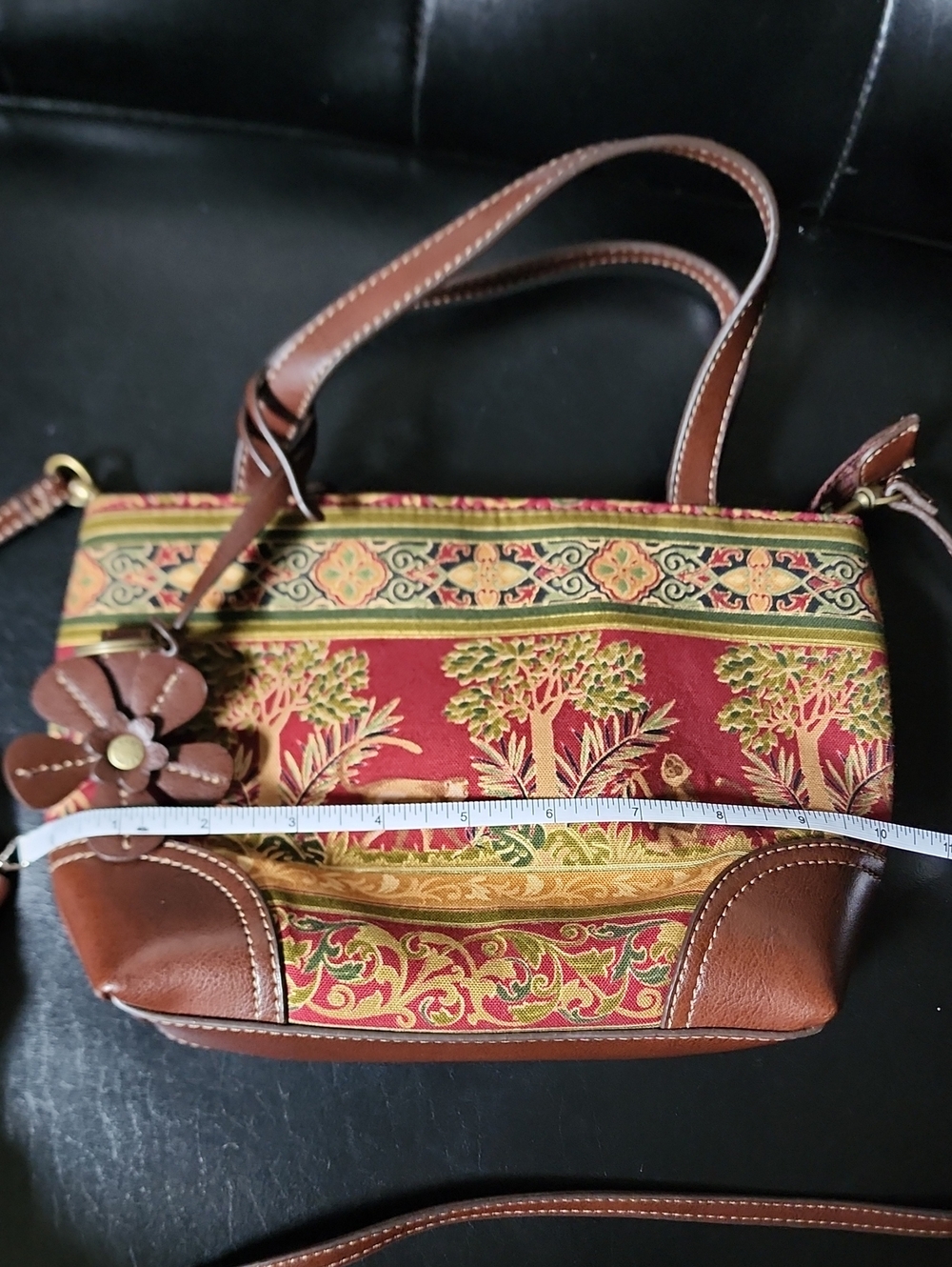 VTG Relic by Fossil Tapestry Monkey Jungle Print Handbag Crossbody Tote - Picture 12 of 13